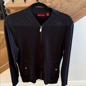 HUGO Modern Black Zip-Front Varsity Jacket